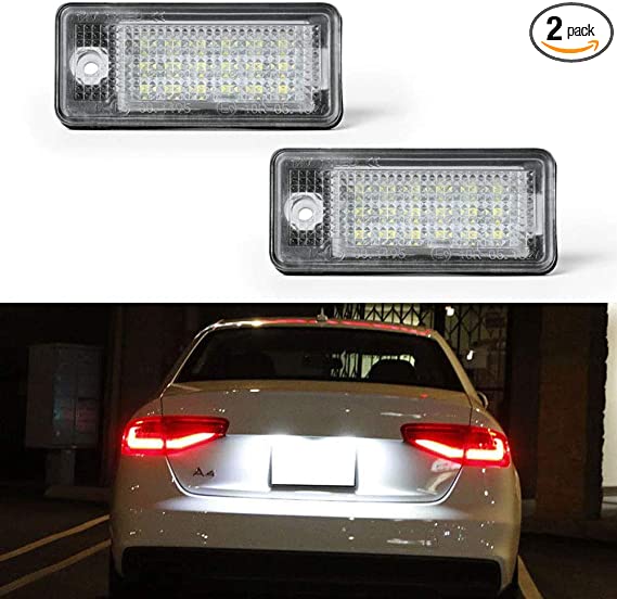 License Plate Light, License Tag Lights, Gempro 2pcs Xenon White LED Car License Number Plate Lamps For Audi A3 S3 A4 S4 A5 A6 S6 A8 S8 Q7 RS4