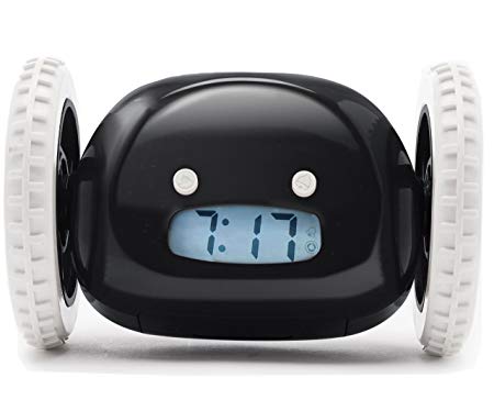 CLOCKY the Original Runaway Alarm Clock on Wheels, Black (Loud for Heavy Sleepers)