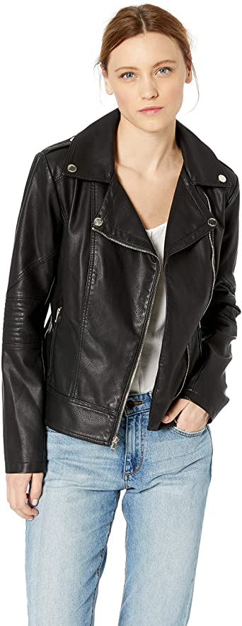 GUESS Women's Faux Leather Moto Jacket