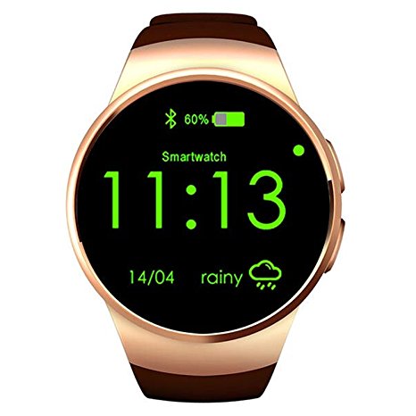 KING-WEAR Smartwatch Fitness Tracker Watch Waterproof Smartwatches with 1`.3" IPS Round Touch Screen, Camera Support SIM TF Card,Heart Rate Monitor,Sleep and Pedometer for IOS and Android Device