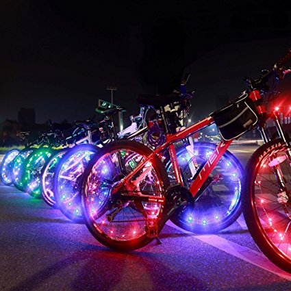 Bright Led Bike Wheel Light - DAWAY A01 Waterproof Bicycle Tire Light Strip, Safety Spoke Lights, Cool Bike Accessories, Light Up Wheels, Lightweight, 2 Modes, Include Battery, 1 Year Warranty, 1 Pack