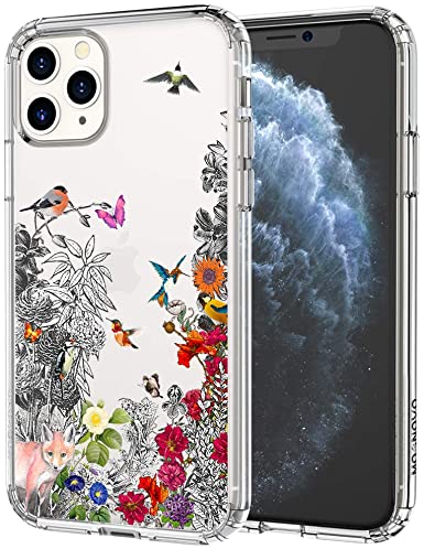 MOSNOVO iPhone 11 Pro Max Case, Floral Flower Humming Bird Pattern Clear Design Transparent Plastic Hard Back Case with TPU Bumper Protective Case Cover for Apple iPhone 11 Pro Max (2019)