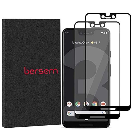 Google Pixel 3 XL Screen Protector 2 Pack, BERSEM Google Pixel 3 XL Tempered Glass, Case Friendly, Bubble Free and Anti-Scratch. HD Full Glue Screen Protector for Pixel 3 XL.