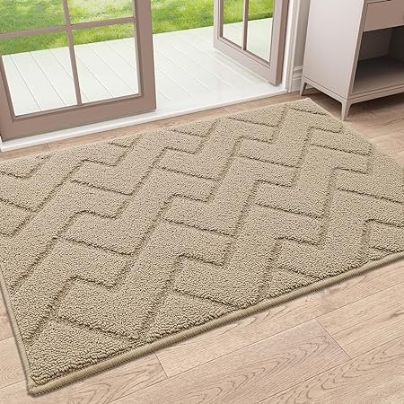 OLANLY Indoor Door Mat, 32x20, Dirt Resistant and Absorbent, Durable Non-Slip Rubber Backing, Easy to Clean, Washable Entry Mat, Ideal Low-Profile Floor Mat for Front Back Door and Entryway, Brown