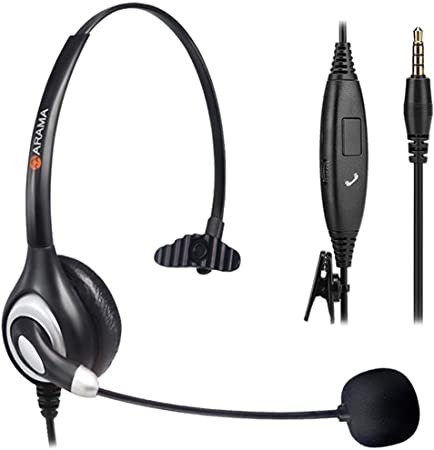Cell Phone Headset with Microphone Noise Cancelling, Wired 3.5mm Computer Headset for iPhone Samsung PC Business Skype Mobile Phone iPad Tablet Lightweight Secure-Fit Headband Ultra Comfort(A600MP)