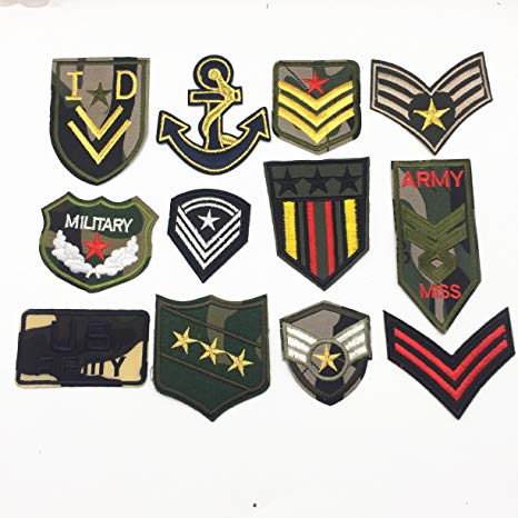 US Army Military Patches Embroidery Iron On Morale Patches Clothes Stickers Sew On Applique Badges Fabric Stickers Garments Patch Pack of 12