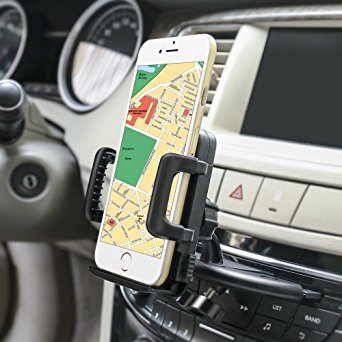 Patea Car mount,CD Slot Car Mount Holder Cradle with 360° Rotation,A Quick Release Button for iPhone,Samsung,HTC,SONY and more Smartphone Device