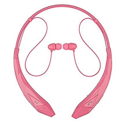 Tenflyer Wireless Bluetooth Stereo Music Sports Headset Neckband Headphone In-ear Earphone Handfree for Smart Phone (Pink)
