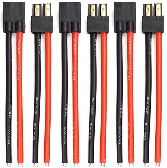 3 Pairs Compatible with TRX Traxxas Plugs with Silicon Wire Cable for RC Car Boat Lipo Battery ESC (12AWG 3Pairs)