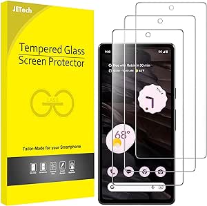 JETech Screen Protector for Google Pixel 7a 6.1-Inch, Fingerprint Compatible, Tempered Glass Film, HD Clear, 3-Pack