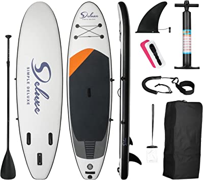 Inflatable Stand Up Paddle Board – Simple Deluxe Premium SUP for All Skill Levels, Pink Paddle Boards for Adults & Youth, Blow Up Stand-Up Paddleboards with Accessories & Backpack, Surf Control