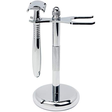 Heavy Duty Double Edge Single Safety Razor - Convenient Stand - Swedish Stainless Steel Blades - Manly Gift