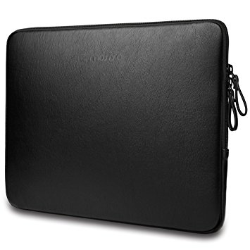 Mosiso PU Leather Sleeve for 13-13.3 Inch MacBook Pro Retina/MacBook Air/Laptop, Premium Water Resistant Case Bag Cover, Black