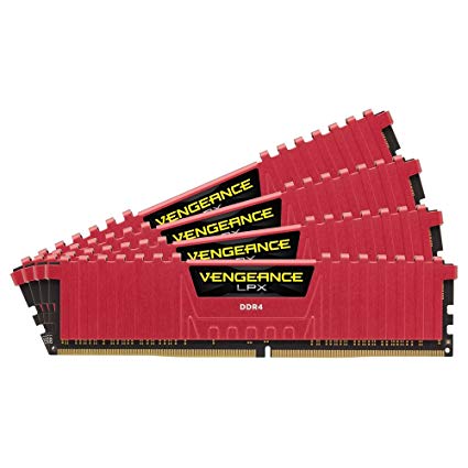 Corsair CMK32GX4M4A2666C16R Vengeance LPX 32 GB (4 x 8 GB) DDR4 2666 MHz C16 XMP 2.0 High Performance Desktop Memory Kit, Red