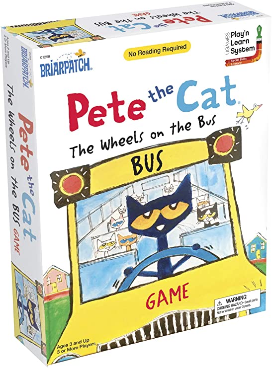 Briarpatch Pete The Cat Wheels On The Bus Sing-Along Puzzle Board Game for Kids, Ages 3 & Up