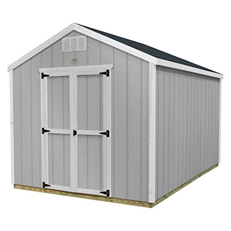 Ready Shed Easy Install Shed With All Materials, Primed Grey, 8 x 8, Wood Construction, Peak