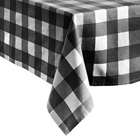 Elrene Home Fashions Farmhouse Living Buffalo Check Tablecloth, 52" x 52", Black/White