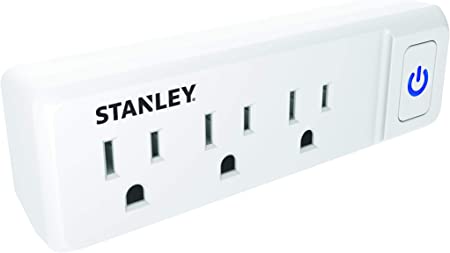 Stanley 30316 3-Outlet Wall Adapter with Illuminated On/Off Switch, White