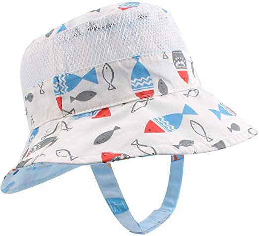 BAVST Baby Sun Hat Boys Bucket Hat Toddler Floppy Hat UPF 50  Wide Brim Chin Strap Summer Play Cap for 6M-6T