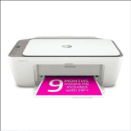 HP DeskJet 2723e All-in-One Wireless Color Inkjet Printer，Print Scan Copy - LCD Display, 4800 x 1200 dpi, 9 Months Free Instant Ink WiFi, Bluetooth, W/Valinor Printer Cable