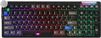 EPOMAKER CIDOO ABM098 1800 Compact VIA Gasket Mount Hot Swap Bluetooth 5.0/2.4Ghz/Type-C Mechanical Keyboard, with Poron Foam, South-Facing LEDs and Metal Knob for Mac/Win(ABM098 Blue-Through Switch)