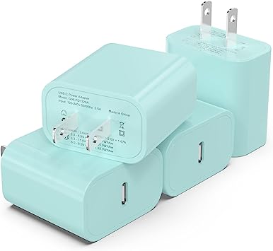 4Pack [Apple MFi Certified] iPhone Fast Charger, iGENJUN 20W USB C Charger Wall Charger Block with PD 3.0, Compact USB C Power Adapter for iPhone 14/14 Pro/13, Galaxy, Pixel, AirPods Pro-Light Green