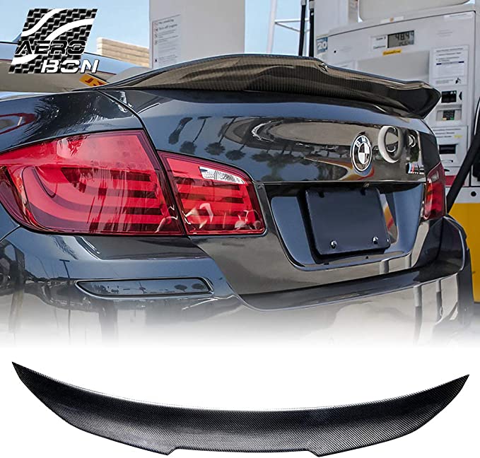 AeroBon Real Carbon Fiber Rear Trunk Spoiler Compatible with 09-16 F10 5-Series & M5 (High Kick Style)