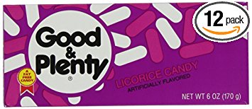 GOOD & PLENTY Candy, Classic Black Licorice Flavor, 6 Ounce Box (Pack of 12)