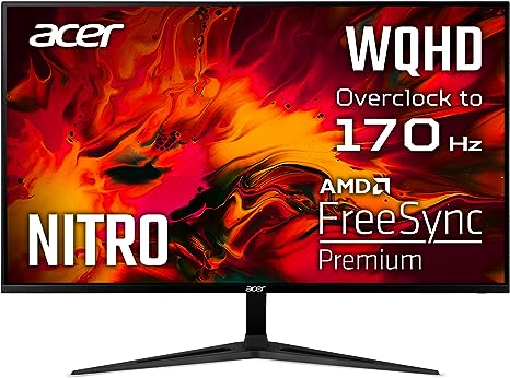 Acer Nitro RG321QU Pbiipx 31.5" Zero-Frame IPS WQHD 2560 x 1440 Gaming Monitor | AMD FreeSync Premium | Overclock to 170Hz | 1ms (VRB) | Ultra-Thin | 1 x Display Port 1.4 & 2 x HDMI 2.0