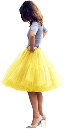 Babyonline Lady's Princess Tutu Tulle Midi Knee Length Skirt Underskirt