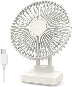 EasyAcc USB Tischventilator Lüfter Ultra Leise (Geräuscharme Kühlung, Batterie nicht enthalten,verstellbarer Neigungswinkel bis zu 90°, 3 Geschwindig, Wandmontage, Tischventilator) Weiß