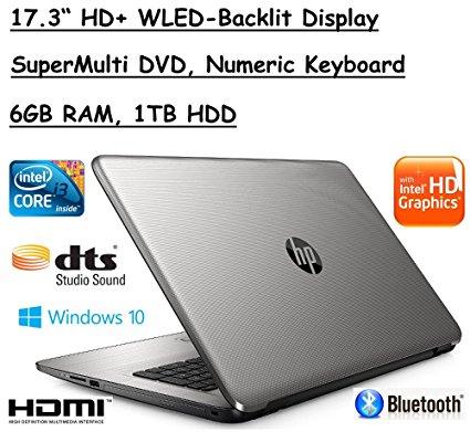 Flagship Model HP 17.3" Premium High Performance HD  WLED-Backlit Laptop, Intel Core i3-5005U, 6GB RAM, 1TB HDD, Windows 10