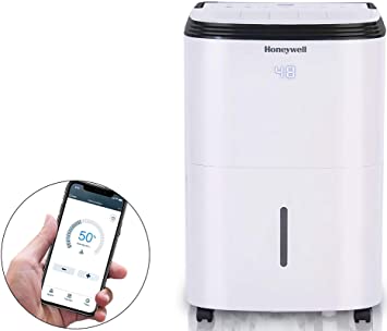 Honeywell Basement & Small Room Up to 1000 Sq. Ft, TP30AWKN Smart Wi-Fi Energy Star Dehumidifier, 30 Pint, White