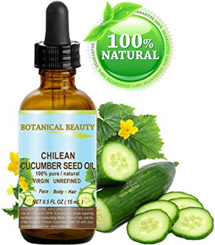 CUCUMBER SEED OIL CHILEAN 100 % PURE / Natural / VIRGIN / UNREFINED. 0.5 Fl.oz.- 15 ml. For Skin, Hair and Nail Care.