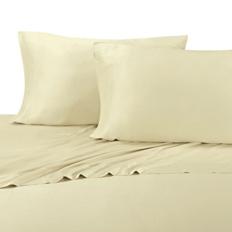 Wholesalebeddings 100% Bamboo Bed Sheet Set - Top Split King, Solid Beige - Super Soft & Cool, Bamboo Viscose, 4PC Sheets