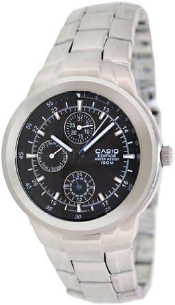 Casio Men's Edifice EF305D-1AV Silver Resin Quartz Watch with Black Dial