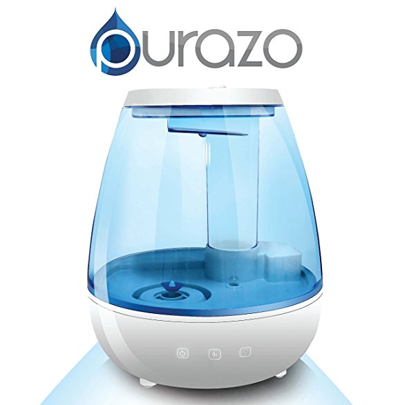 Purazo Ultrasonic Cool Mist Humidifier 3.5L Capacity Adjustable Mist, Whisper-quiet operation, Automatic Shut-off, LED Night Light, Aromatherapy for Home Office Bedroom Living Room (White)