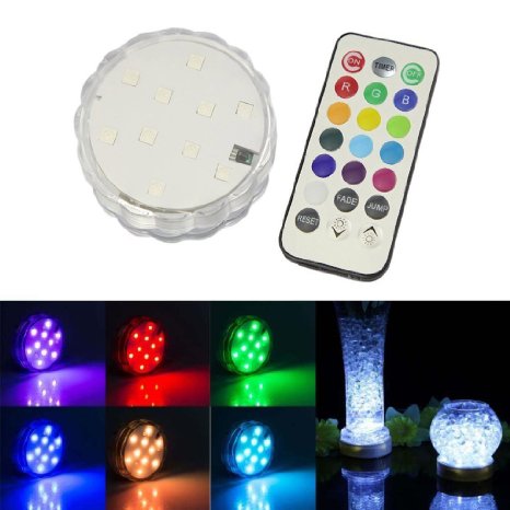 Submersible RGB LED by LXS ,Can Adjust the Brightness and Color by 21-Key Remote Control,Can Also Set a Time and Flicker etc All Kinds of Lighting Mode,Suitable for Home,Yard and Bar.