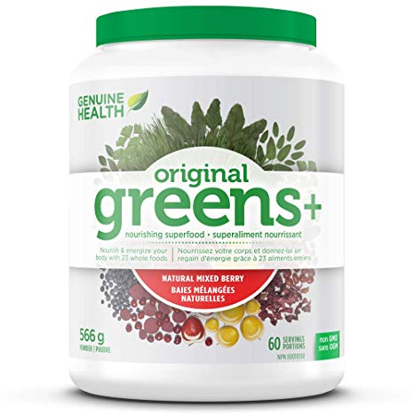 Genuine Health Greens  Original, Superfood Powder, Non GMO, Mixed Berry 566g, 60 Servings