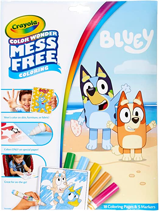 Crayola Bluey Color Wonder Coloring Book Pages & Markers, Mess Free Coloring, 18 Pages, Gift