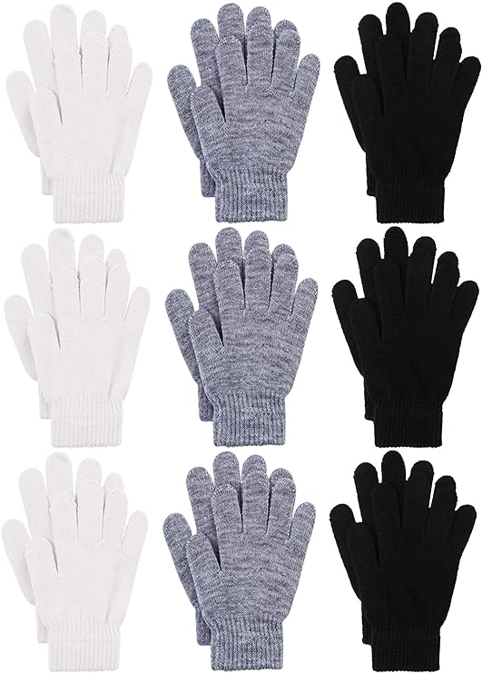 Cooraby 9 Pairs Winter Magic Gloves Adult Full Fingers Gloves Warm Stretchy Gloves for Men, Women or Teens