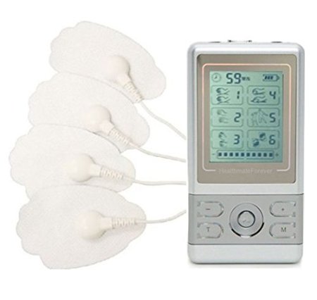 TENS unit 6 Modes Best Portable Electro Massage Therapy Device | FDA CLEARED Handheld Back Massager | Total Full body Smart Pain Relief Machine Devices for Neck Shoulder Muscle Sore Joint Lower Back Pain | Electric Impulse Body Massager | HealthmateForever BM6GL Great Massage Tool for Pain Relief! Lifetime Warranty! (Silver)