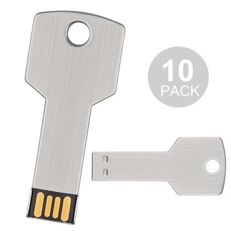 10Pack 8GB 8G USB Flash Drive Metal Key Design Metal Key Shaped Memory Stick USB 2.0 Silver, 8G