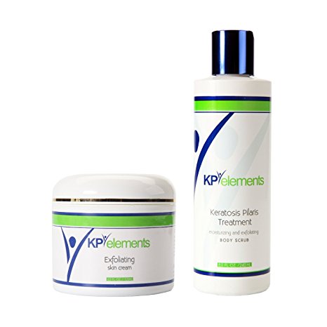 KP Elements Keratosis Pilaris Treatment Cream and Scrub Combo Pack - Clear Up Red Bumps on Your Arms and Thighs with this KP Scrub and Cream Bundle (1 each)
