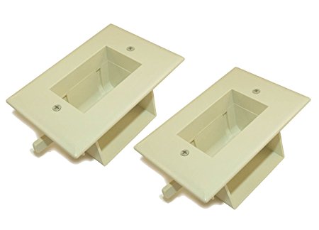 DataComm 45-0008-LA 1-Gang (2 PACK) Recessed Low Voltage Wall Cable Plate - Light Almond
