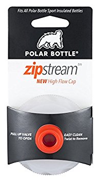 Polar Bottle Zip Stream Insulated Water Bottle High Flow Cap, White, One Size