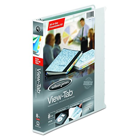 Wilson Jones 55094 View-Tab Presentation Round Ring View Binder w/Tabs, 1" Cap, White