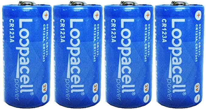 Loopacell Lithium CR123A 3V Batteries x 4 (Non Rechargeable Batteries)