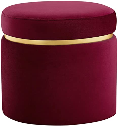 Amazon Brand – Rivet Asher Oval Upholstered Storage Ottoman, 18"W, Merlot Velvet