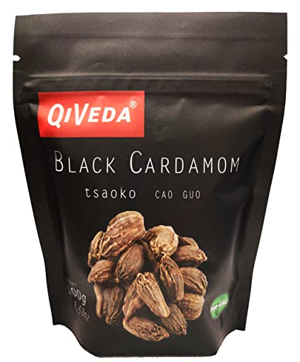 QiVeda Chinese Black Cardamom Pods, Smokey and Dried (Tsao-Ko) [Cao Guo] (3.53 oz.)